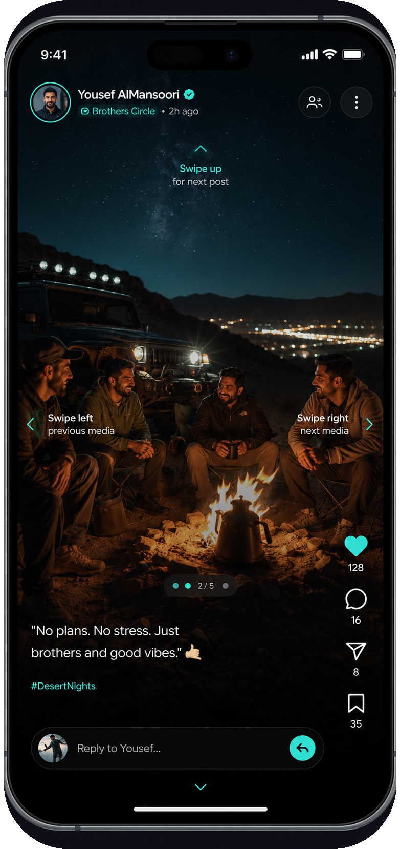 Full-screen moment viewer in Khaleely